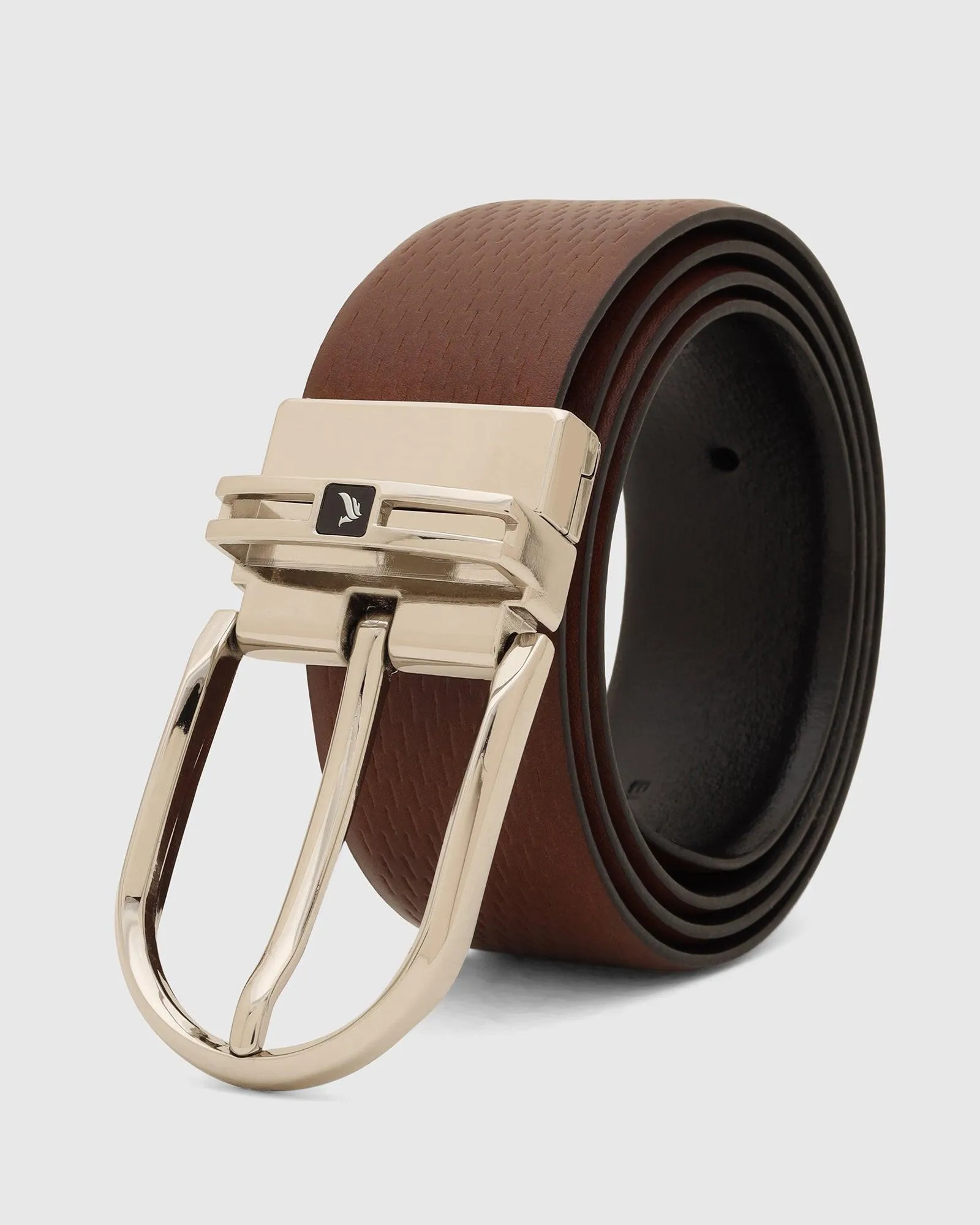 Leather Reversible Black & Brown Textured Belt - Tetra