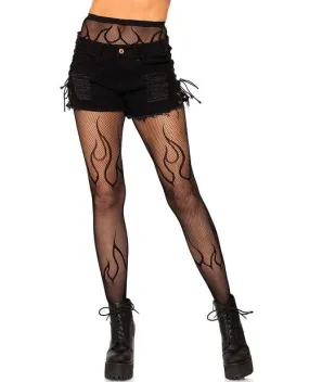 Leg Avenue Flame Net Tights - O/S - Black