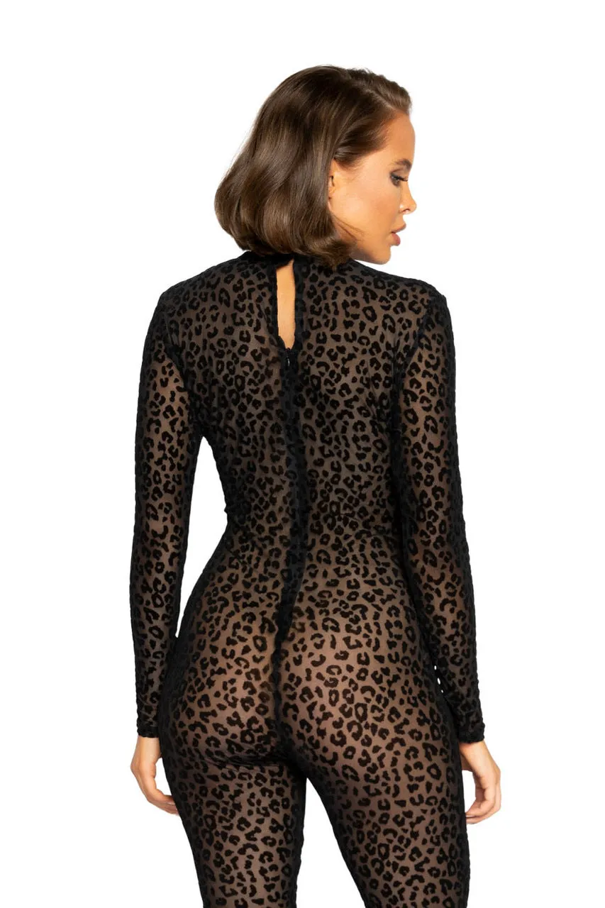 Leopard Print Velvet Bodysuit