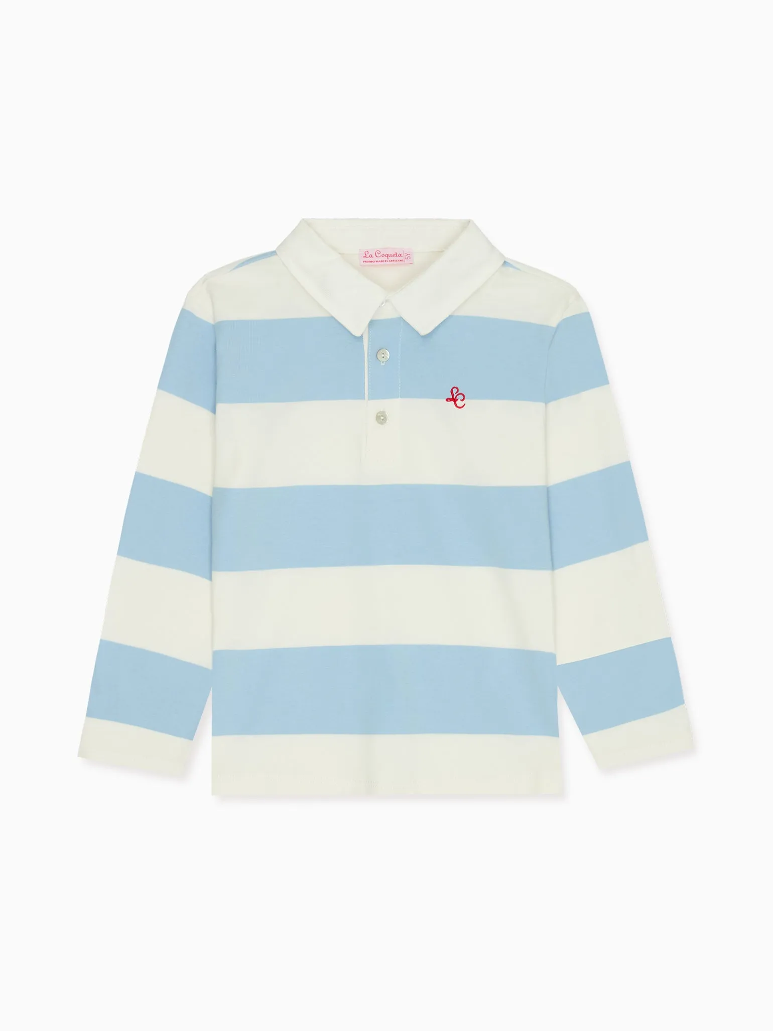 Light Blue Tijo Long Sleeve Boy Rugby Shirt