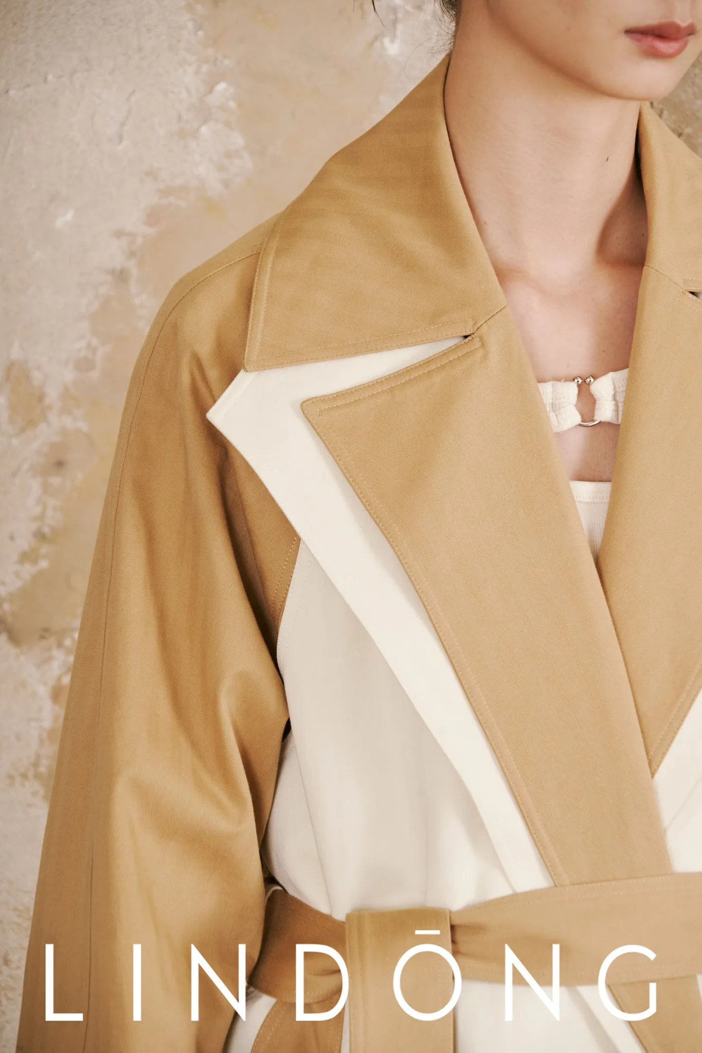 LINDONG | Calixte Colorblock Belted Trench Coat