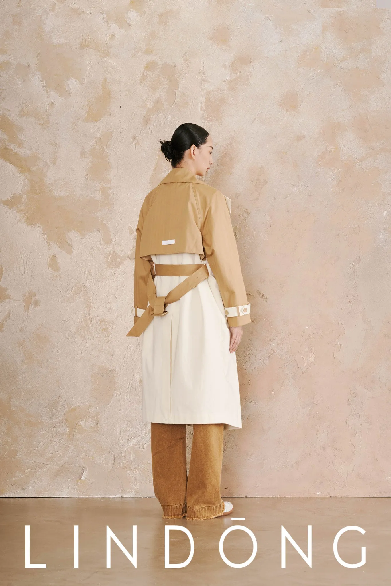 LINDONG | Calixte Colorblock Belted Trench Coat