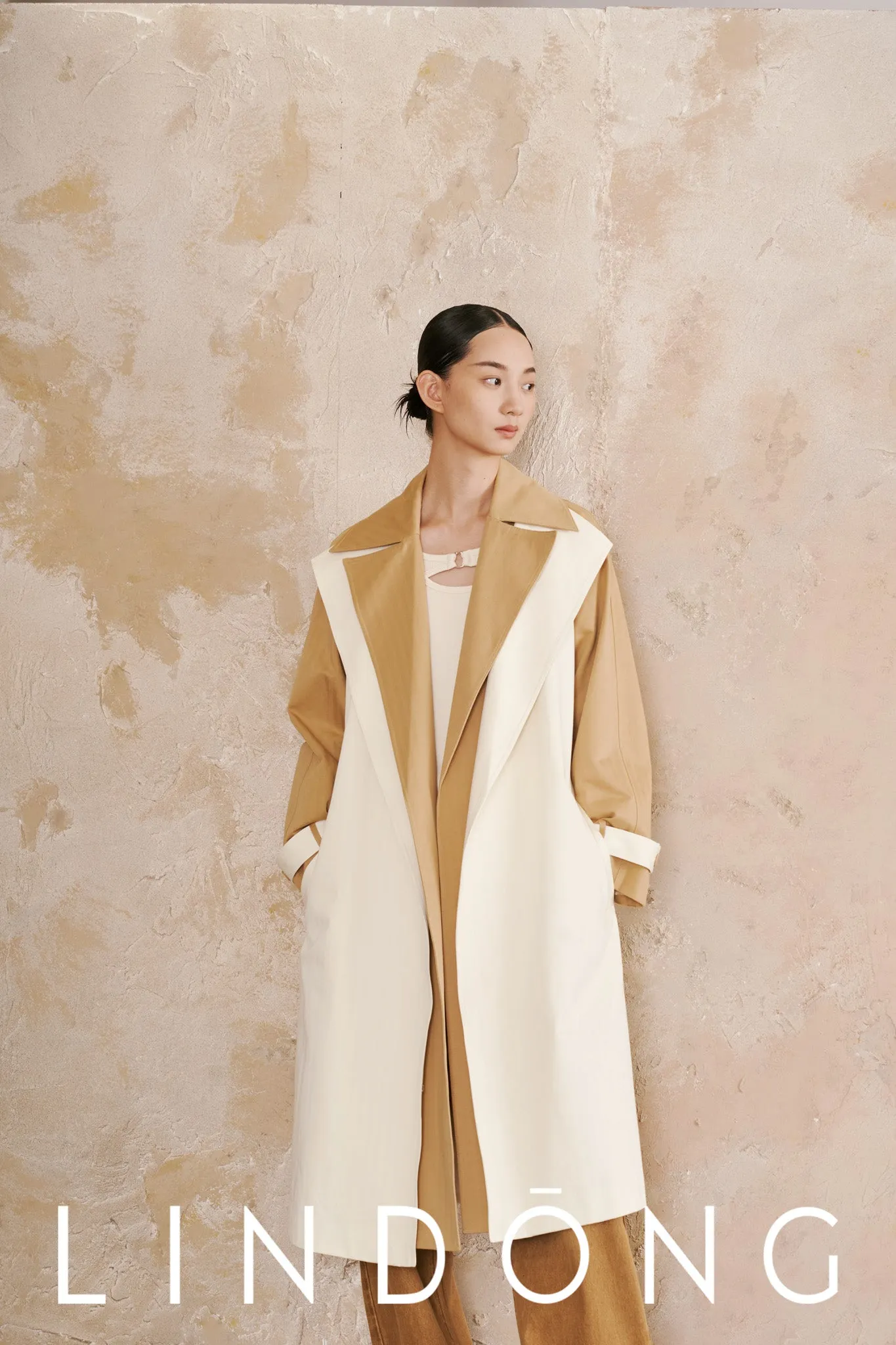 LINDONG | Calixte Colorblock Belted Trench Coat