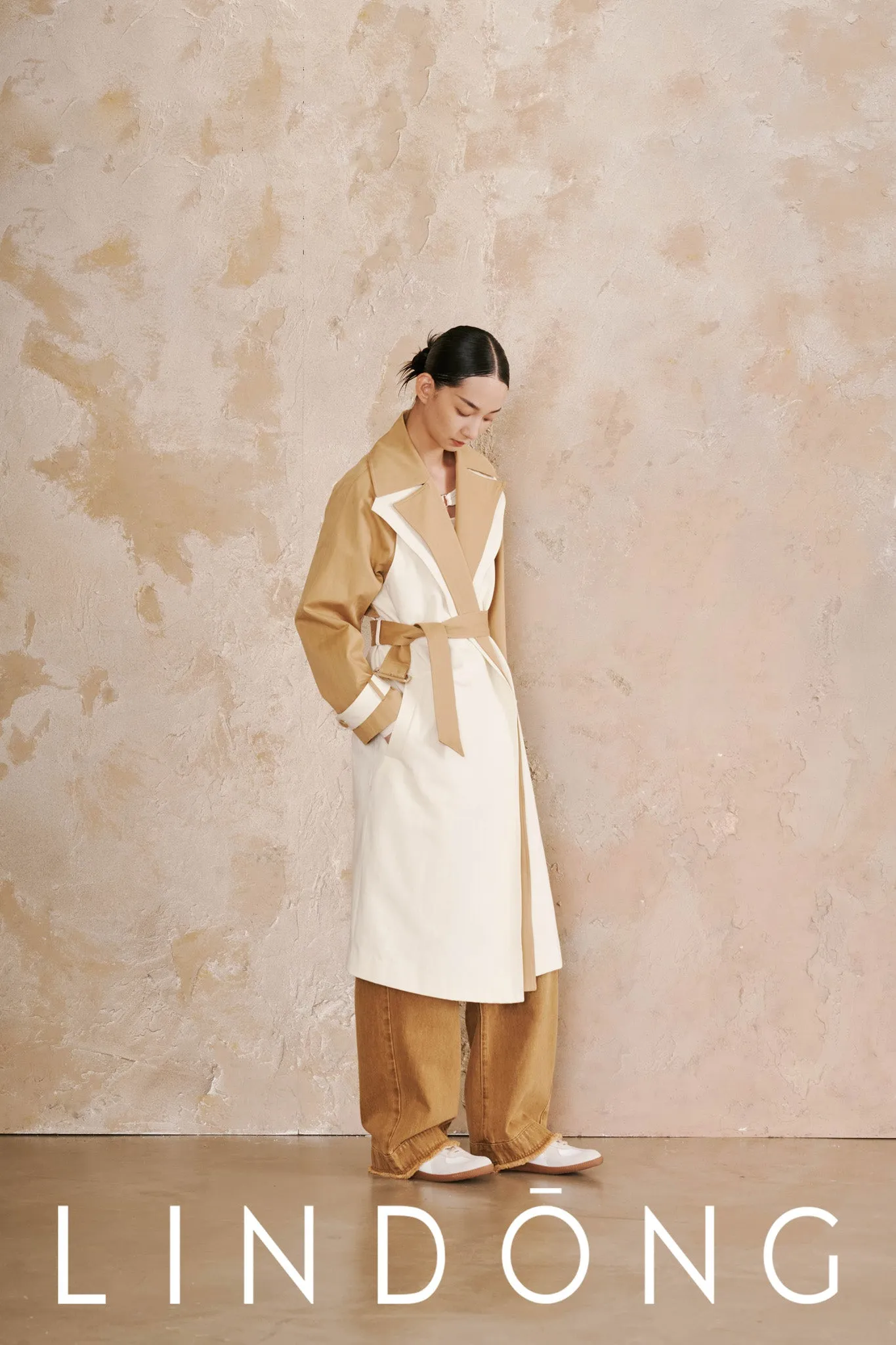 LINDONG | Calixte Colorblock Belted Trench Coat