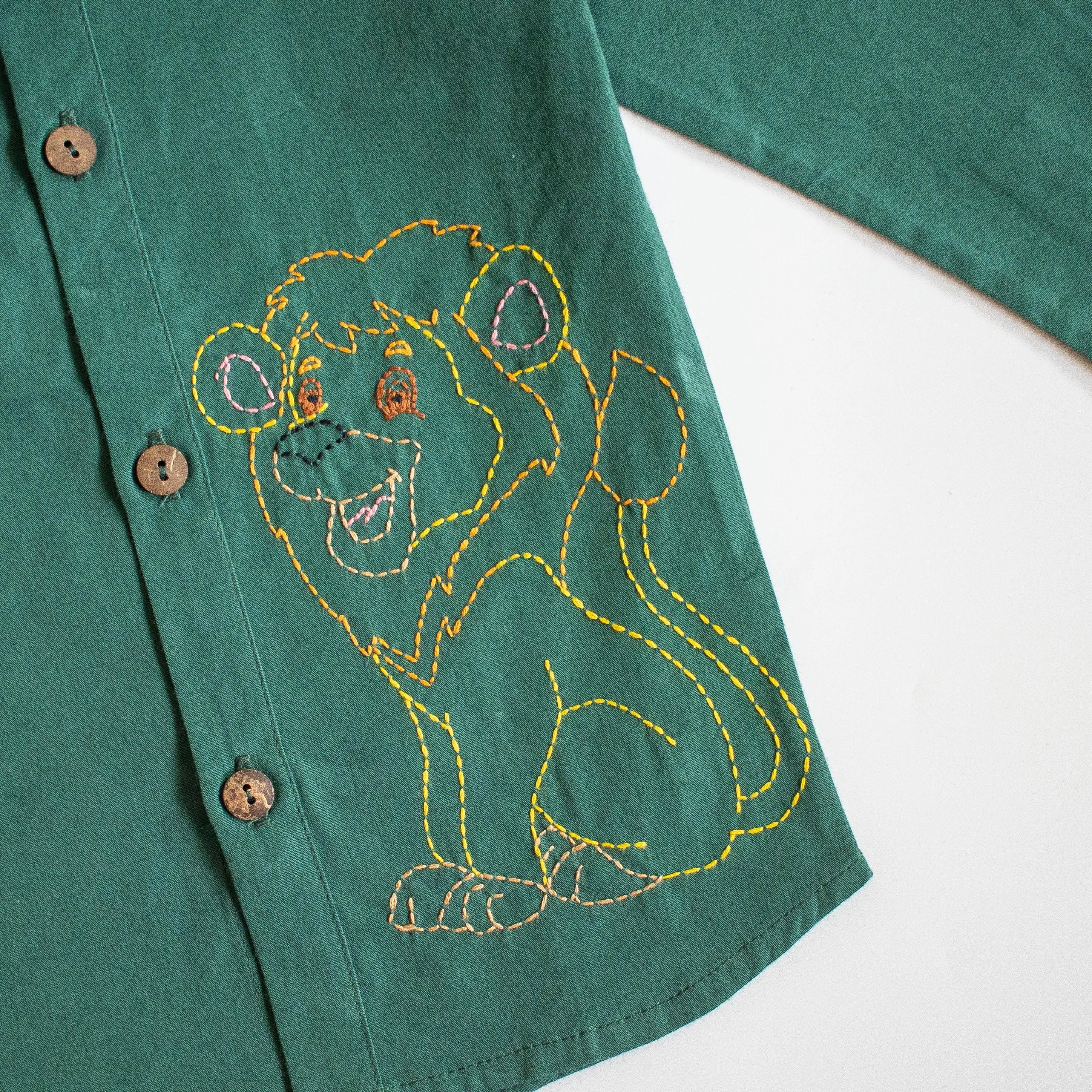 Lion on Pines Embroidered Formal Shirt