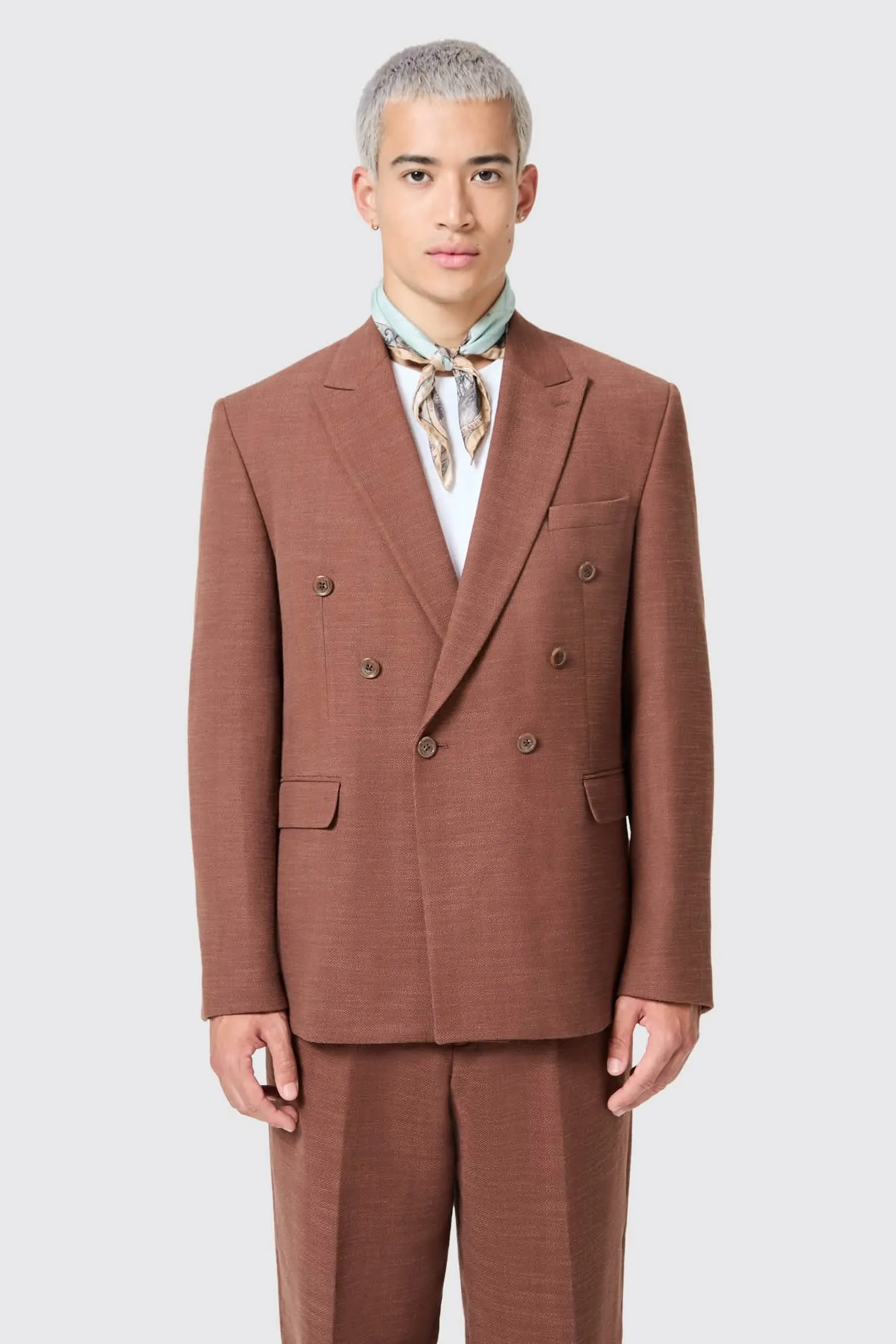 Lisandro Double Breasted Brown Cotton Jacket