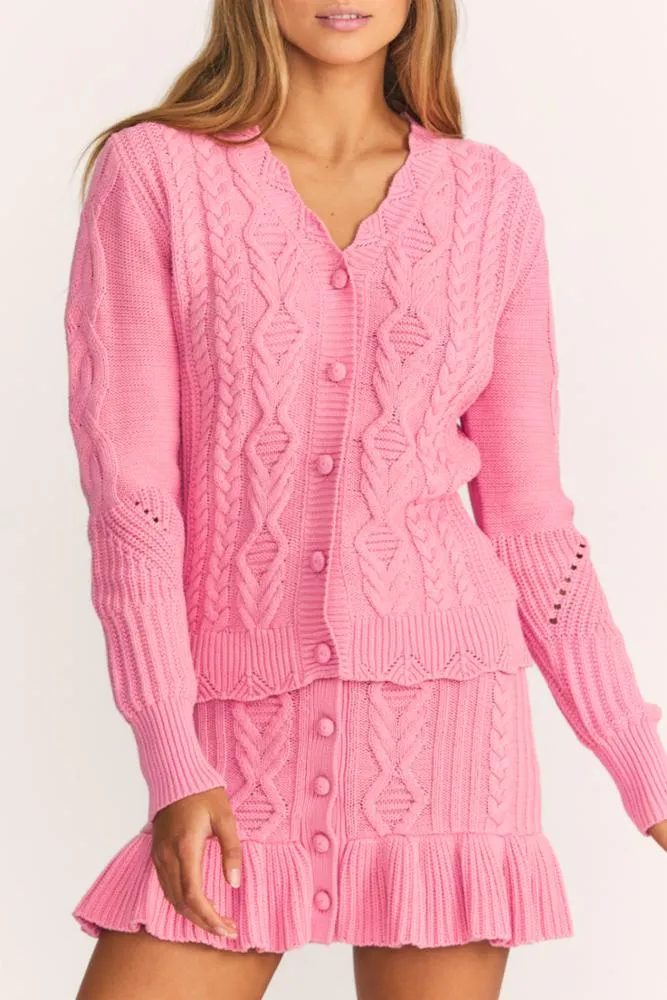 Love Shack Fancy - Anselma Cardigan in Powder Blush