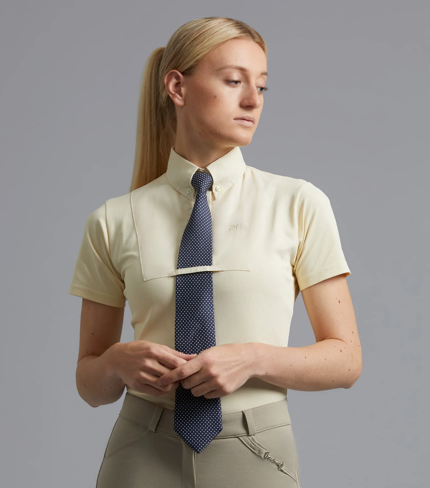 Luciana Ladies Short Sleeve Tie Shirt Vanilla