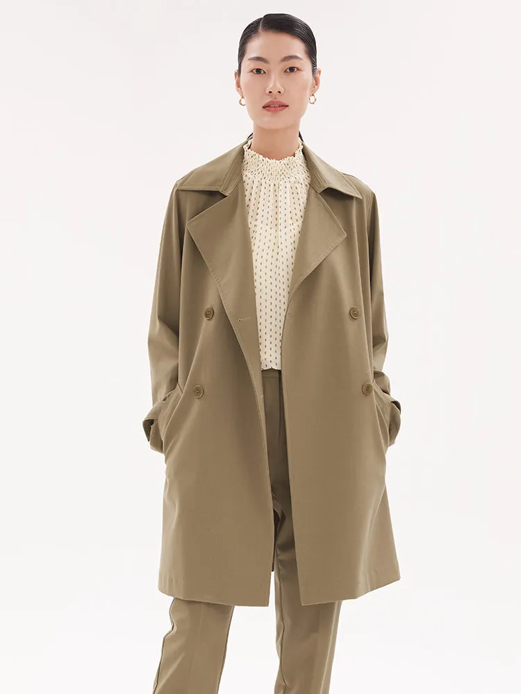 Machine Washable Worsted Woolen Women Trench Coat