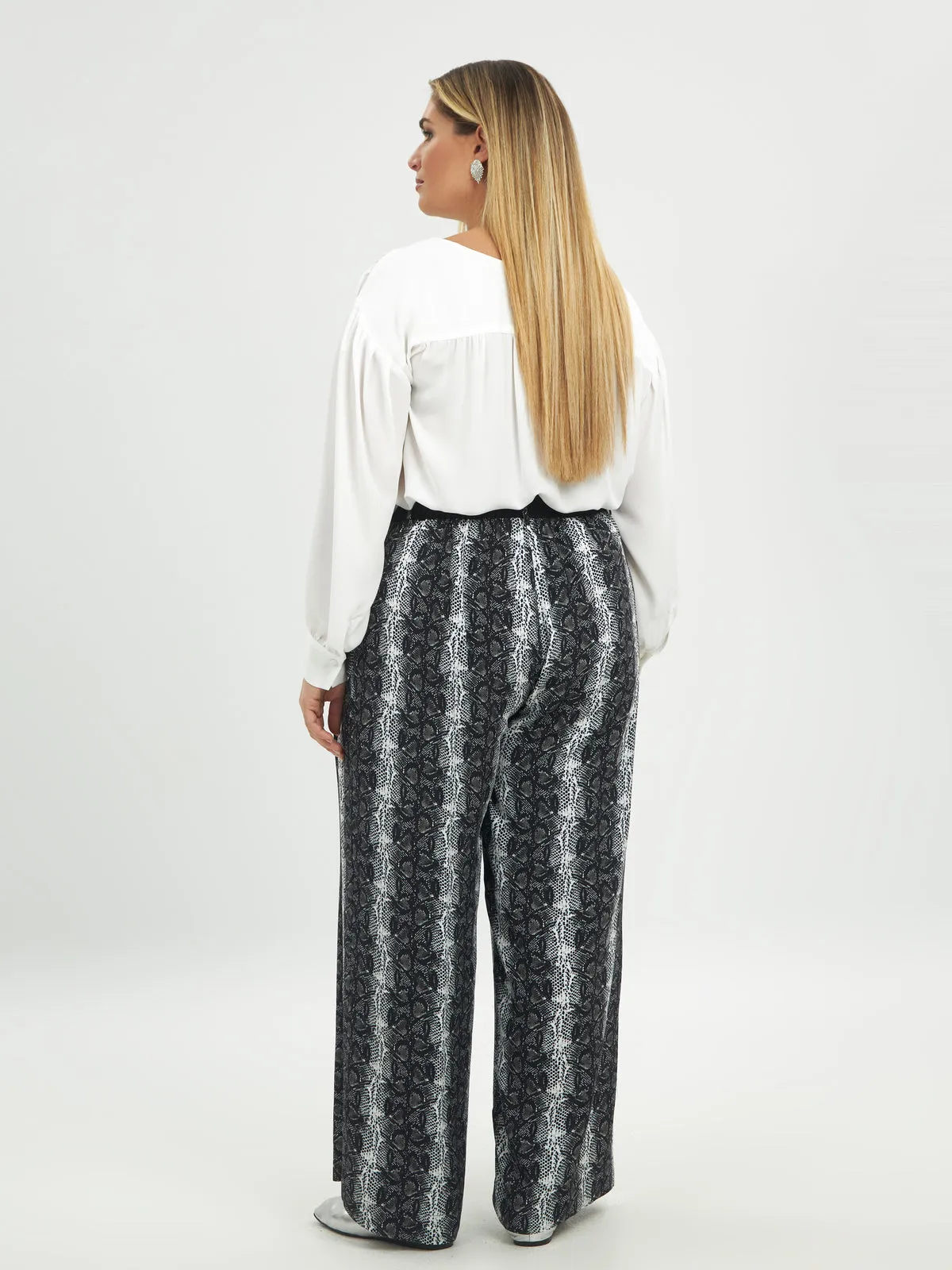 Mat Wide Leg Snake Print Trousers