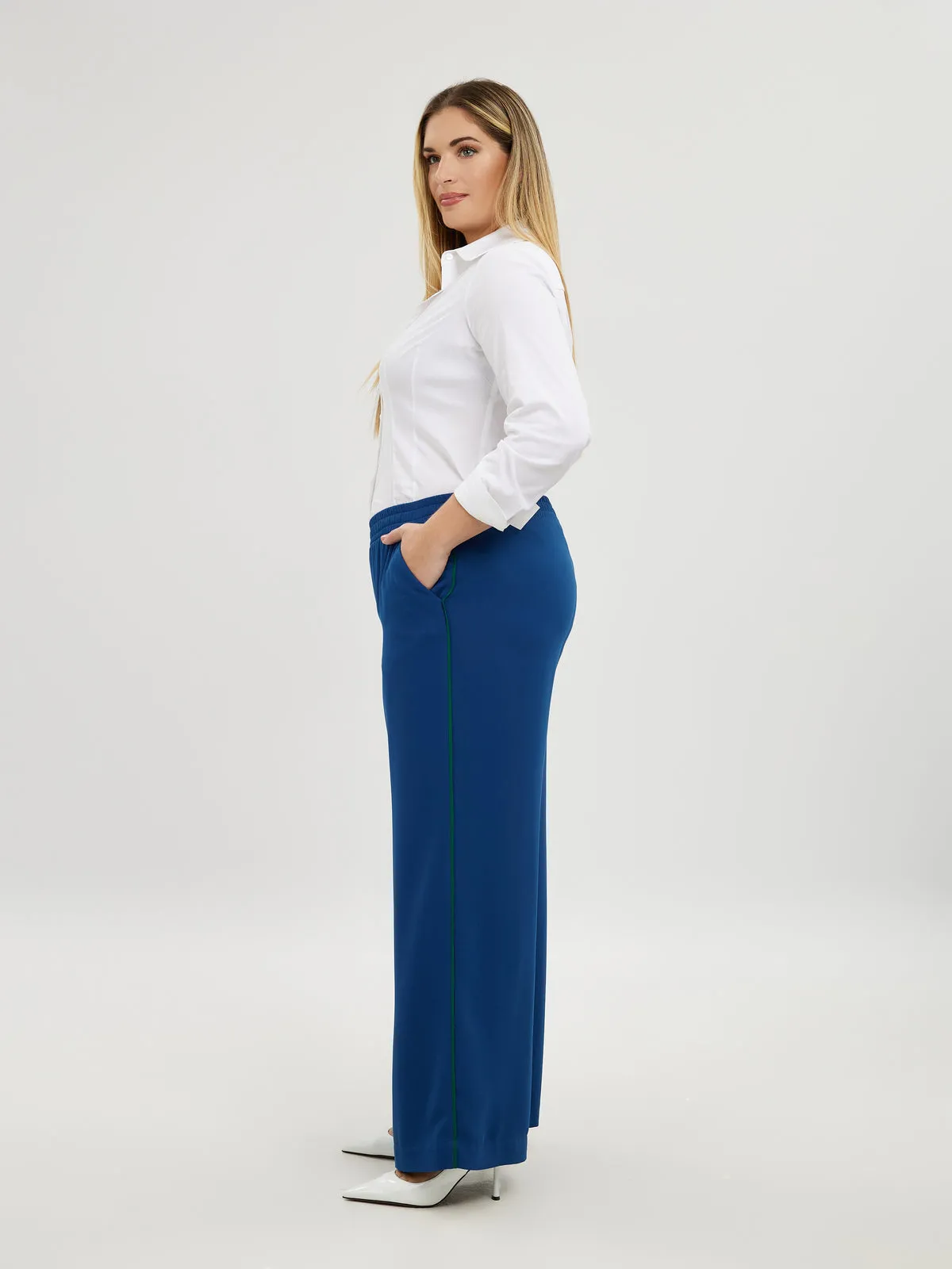 Mat Wide Leg Trousers in Sapphire Blue