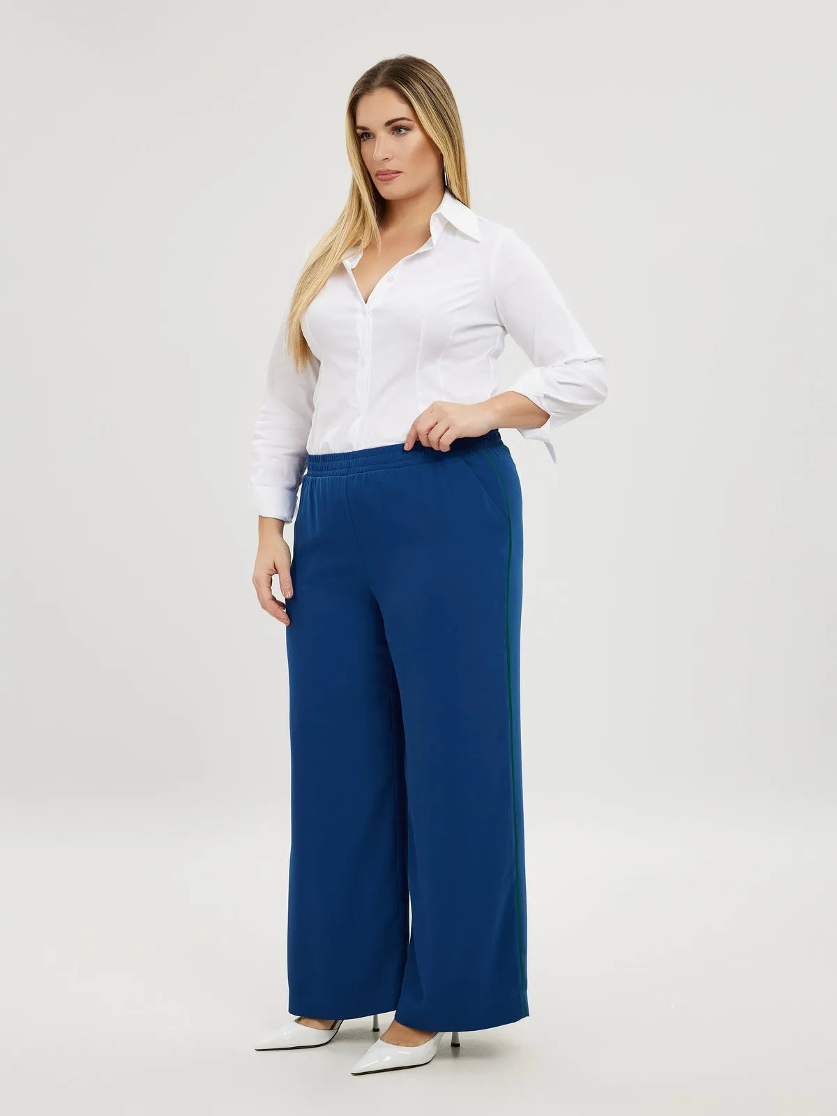 Mat Wide Leg Trousers in Sapphire Blue