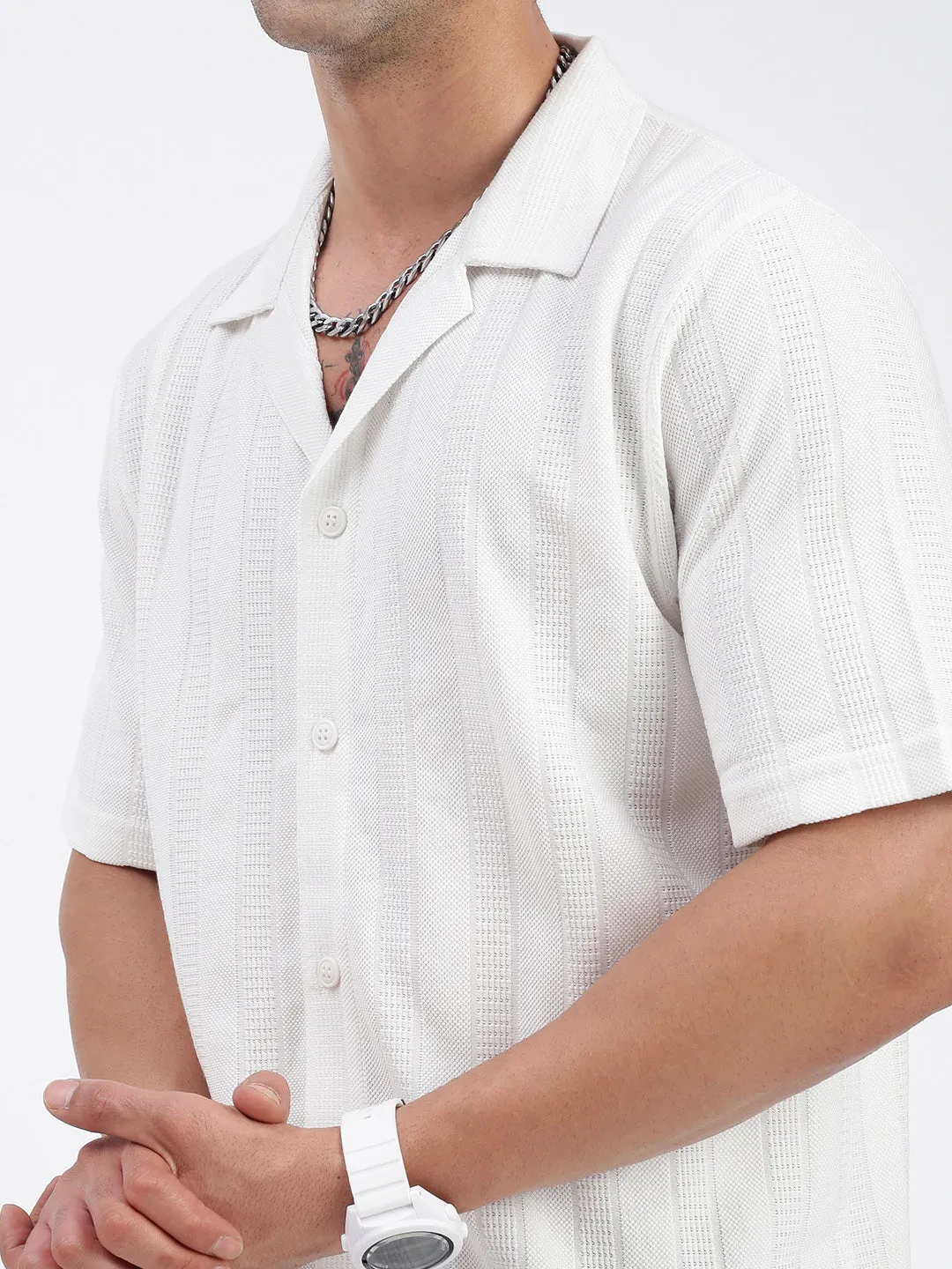 Men Solid White Relaxed Fit Shirt