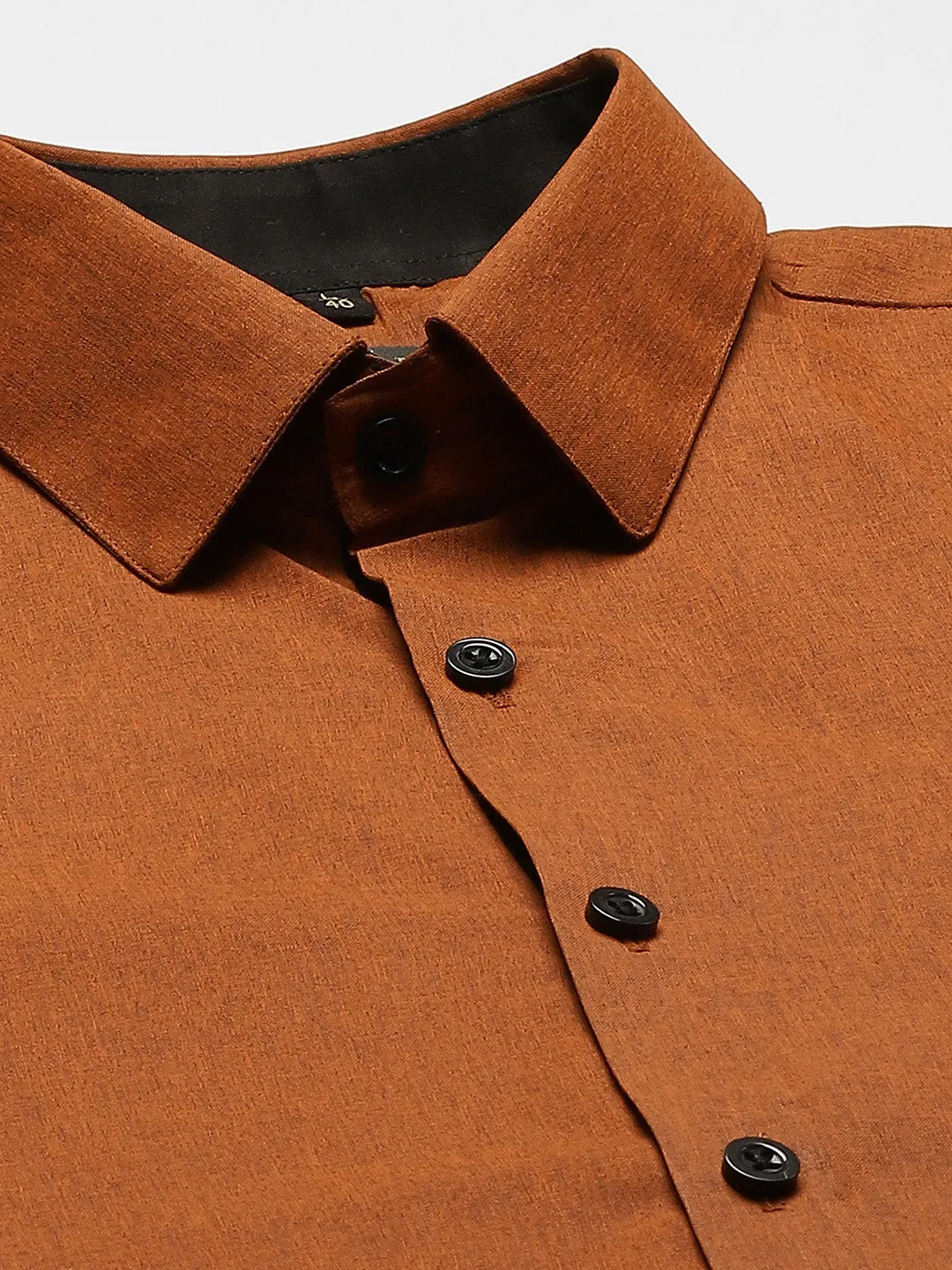 Men's Cotton Rust Solid Formal Shirt - Sojanya