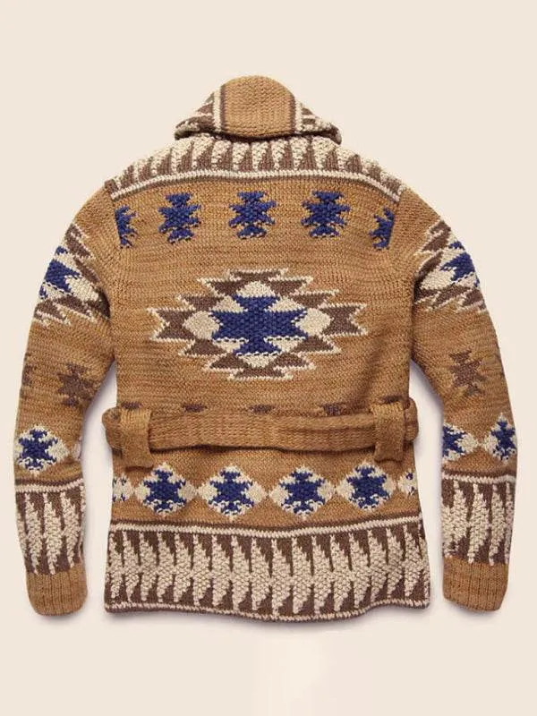 Men's Folk Pattern Knit Cardigan Sweater