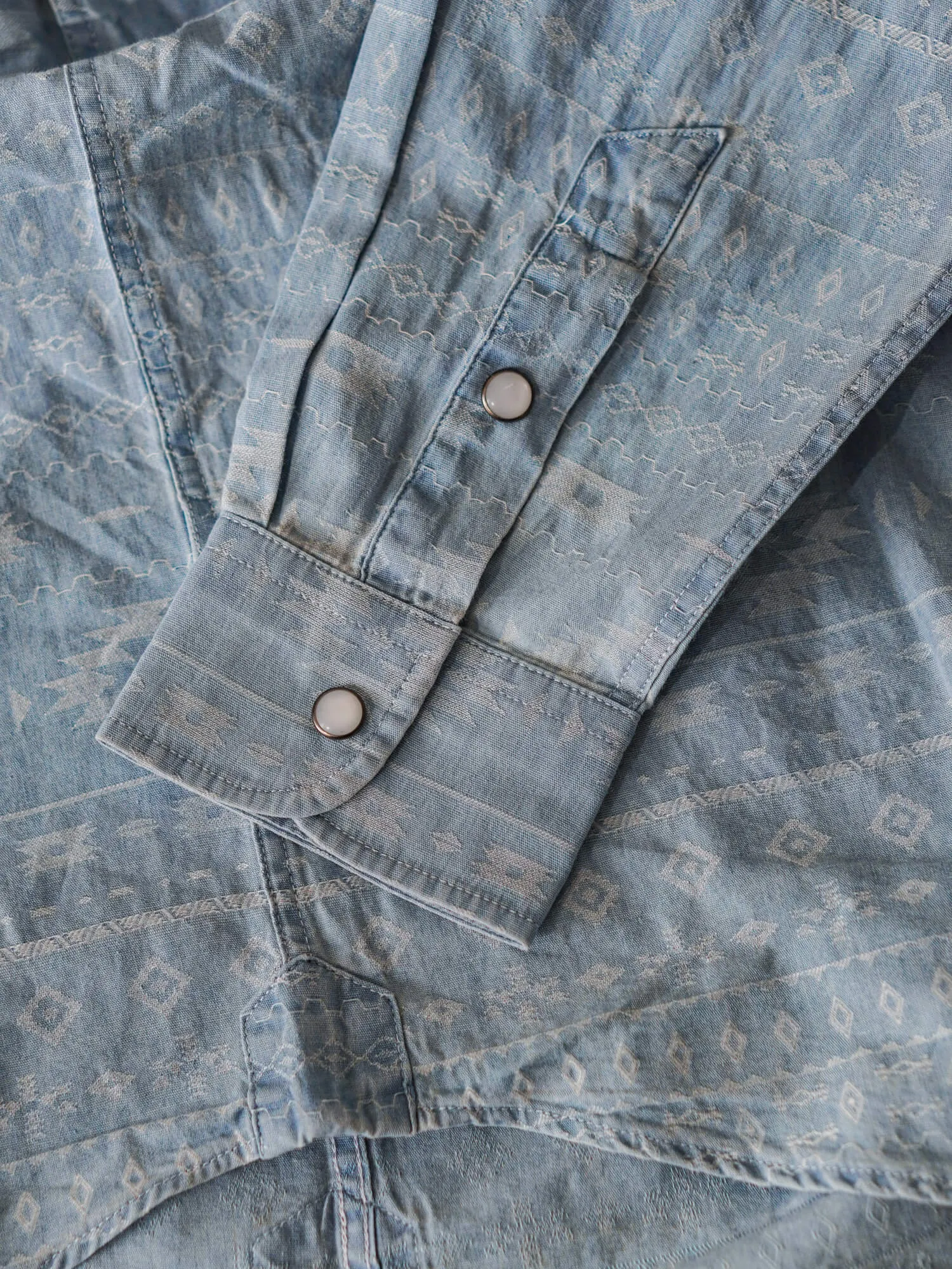 Men's Jacquard Western Denim Shirt