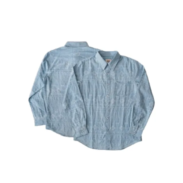 Men's Jacquard Western Denim Shirt