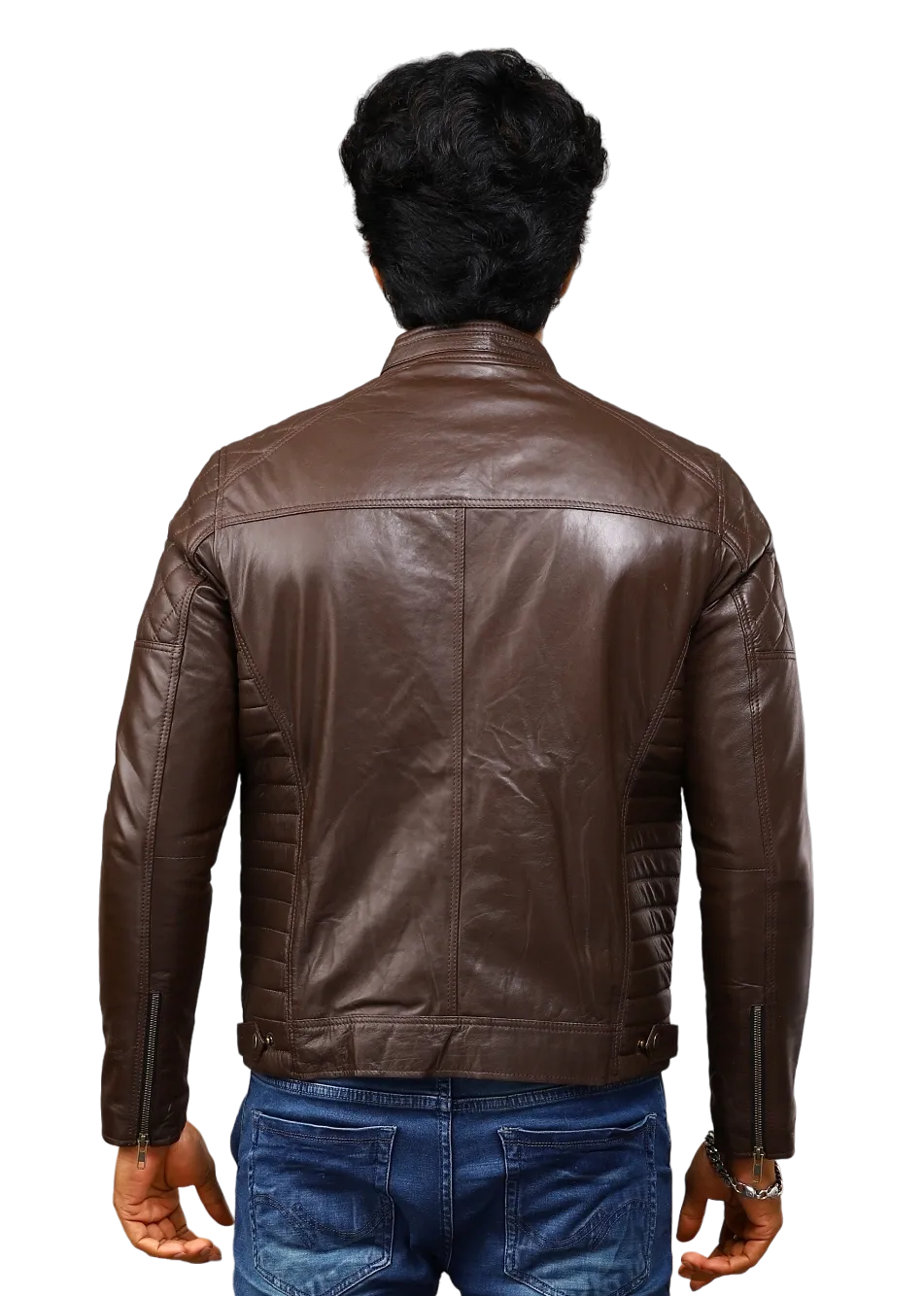 MENS LEATHER JACKET 41007 (BROWN)