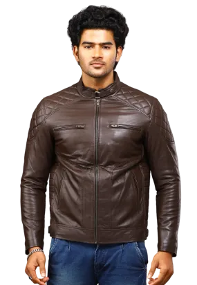 MENS LEATHER JACKET 41007 (BROWN)