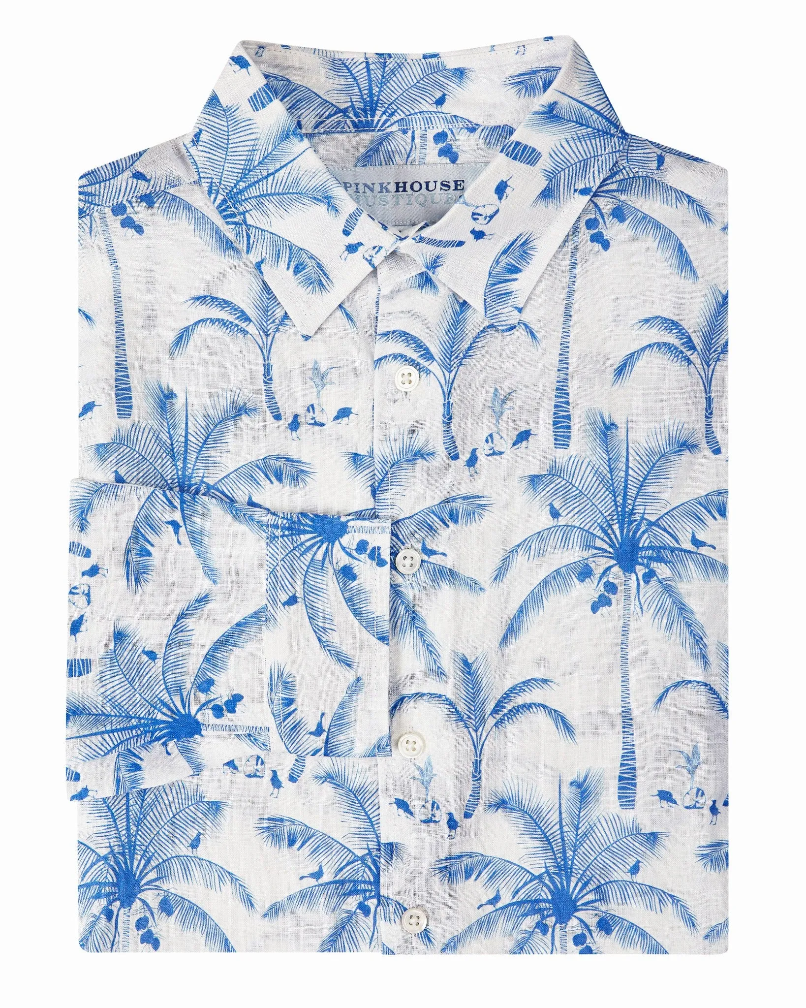 Mens Linen Shirt: PLANTATION - BLUE / WHITE