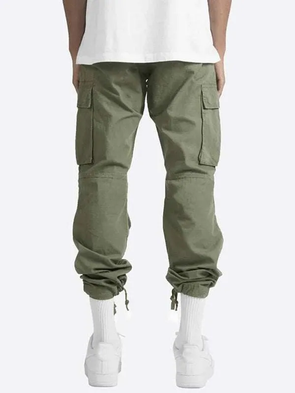 Men's Solid Color Cargo Pocket Casual Trousers