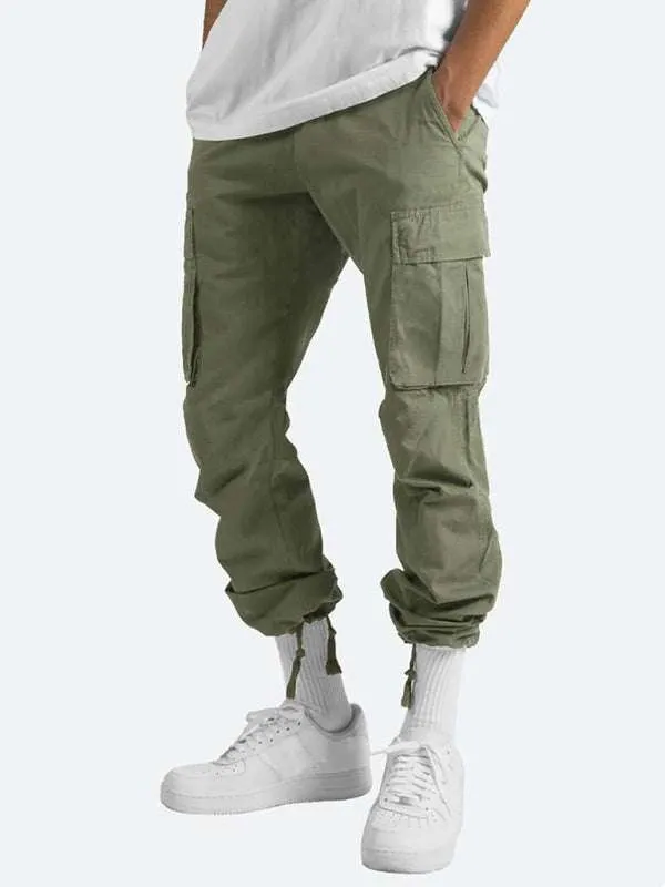 Men's Solid Color Cargo Pocket Casual Trousers