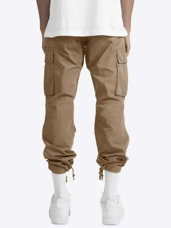 Men's Solid Color Cargo Pocket Casual Trousers