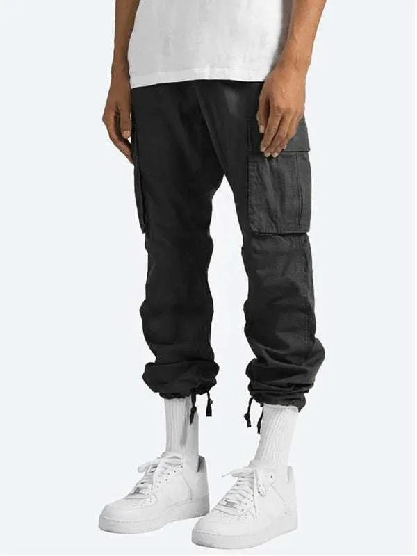 Men's Solid Color Cargo Pocket Casual Trousers