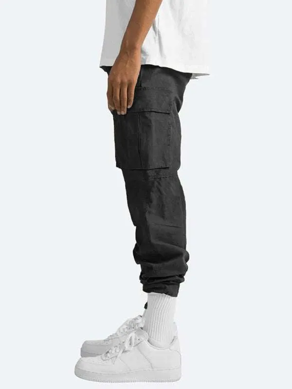 Men's Solid Color Cargo Pocket Casual Trousers