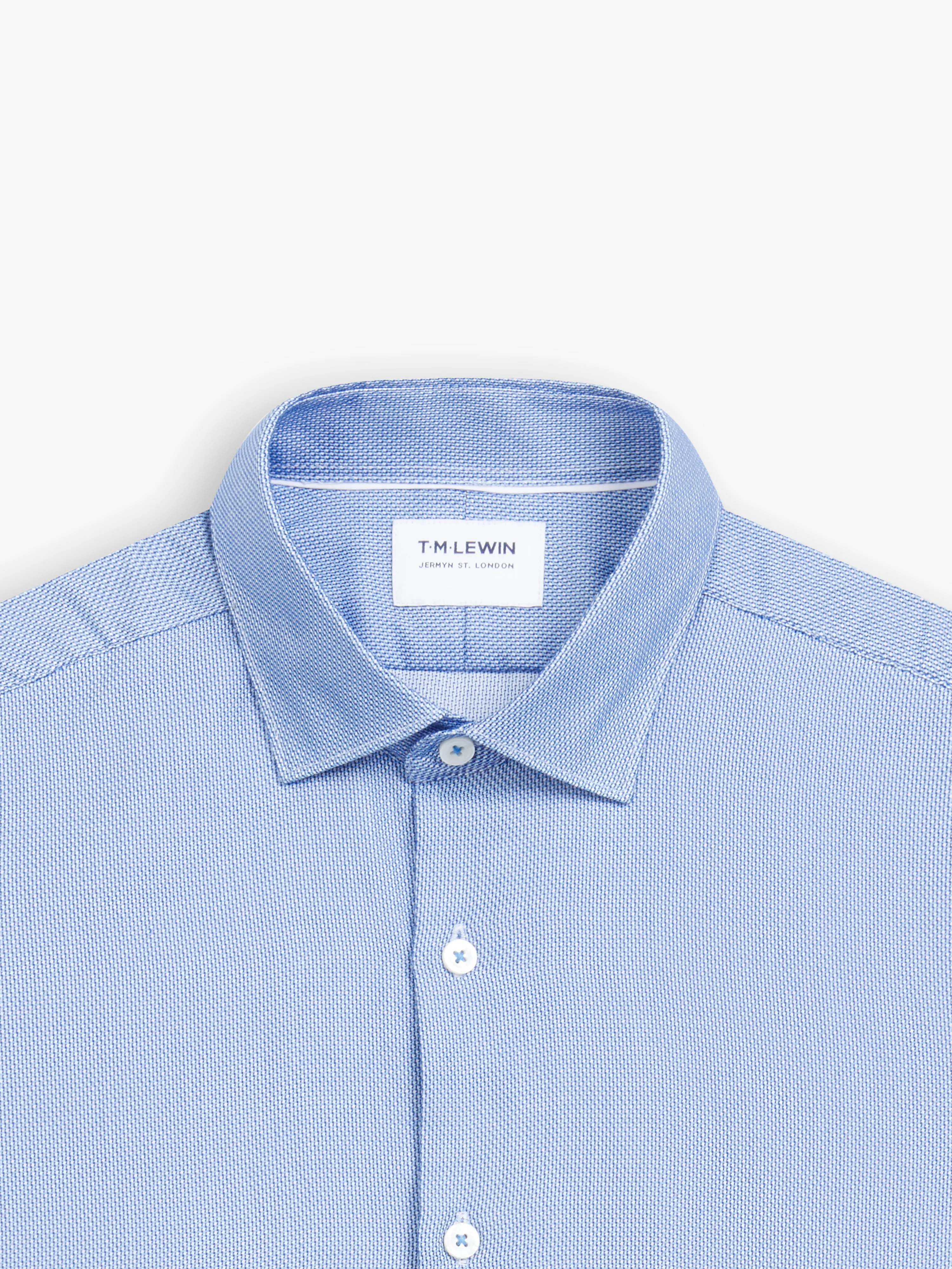 Micro Dogtooth Blue Single Cuff Shirt