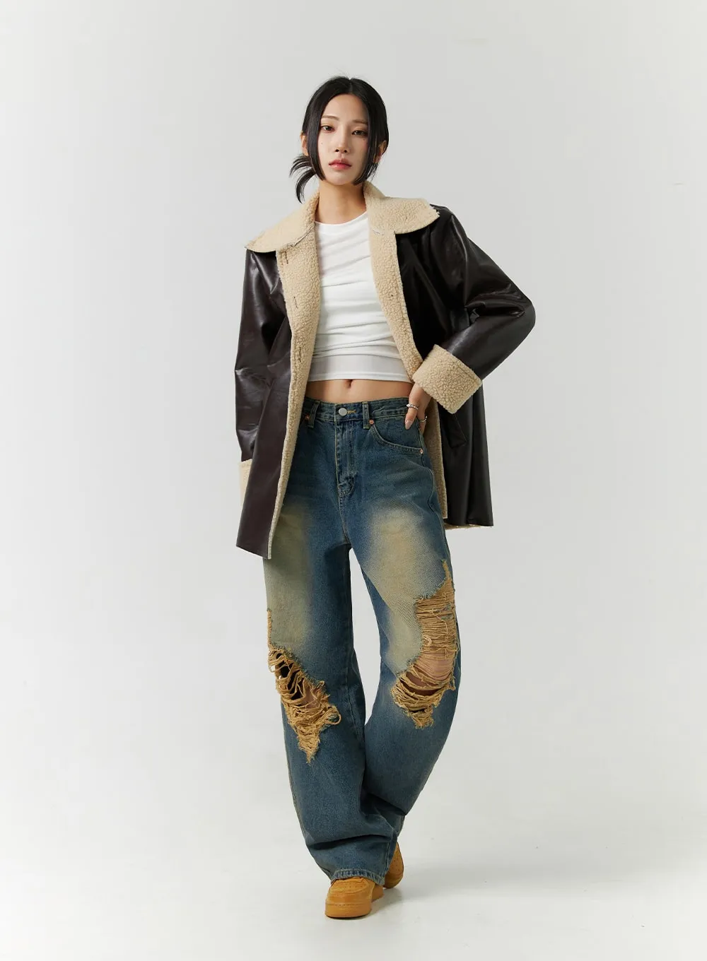 Mid-Length Faux Shearling Jacket CN328