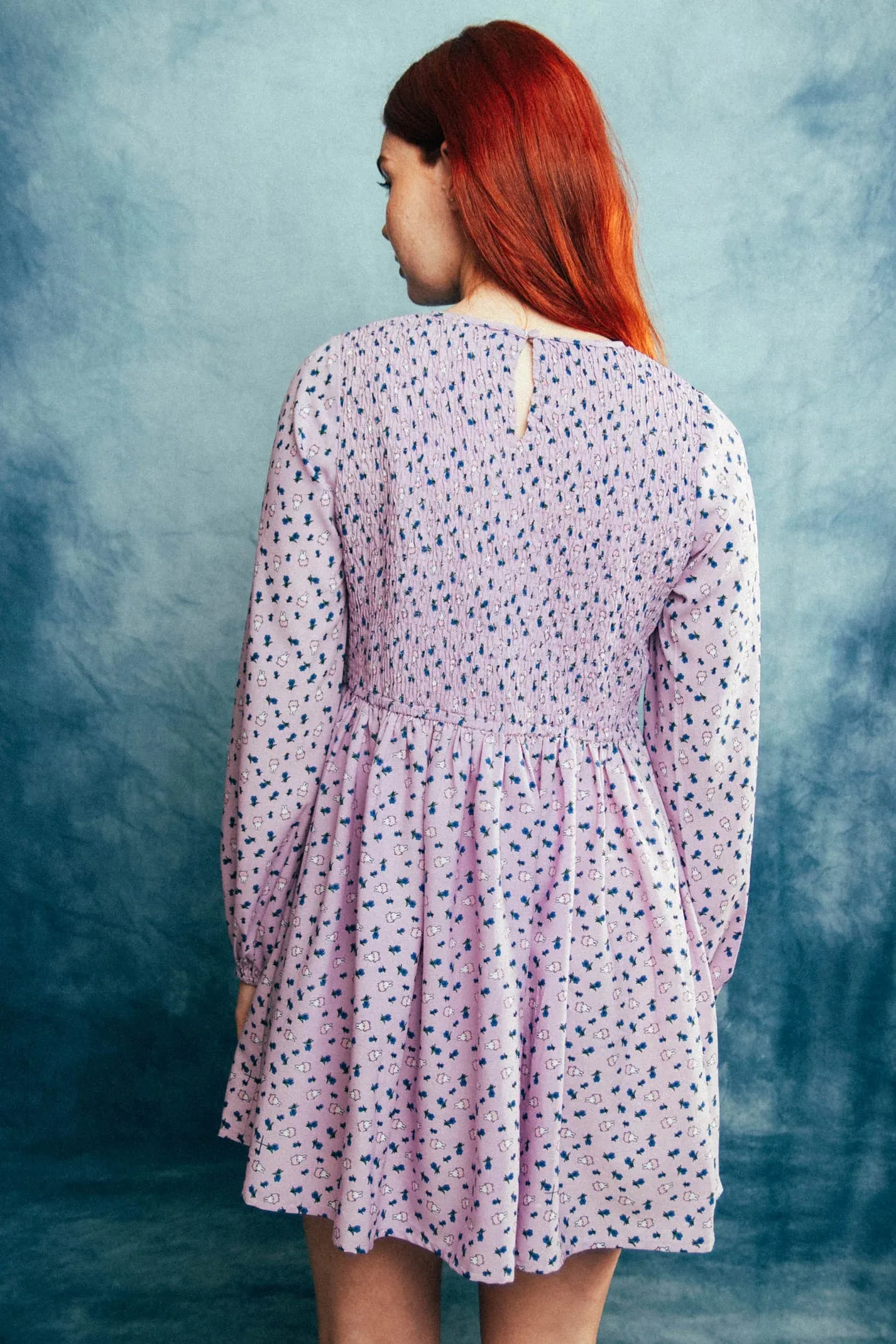 MIFFY X DAISY STREET LILAC SHIRRED SMOCK DRESS