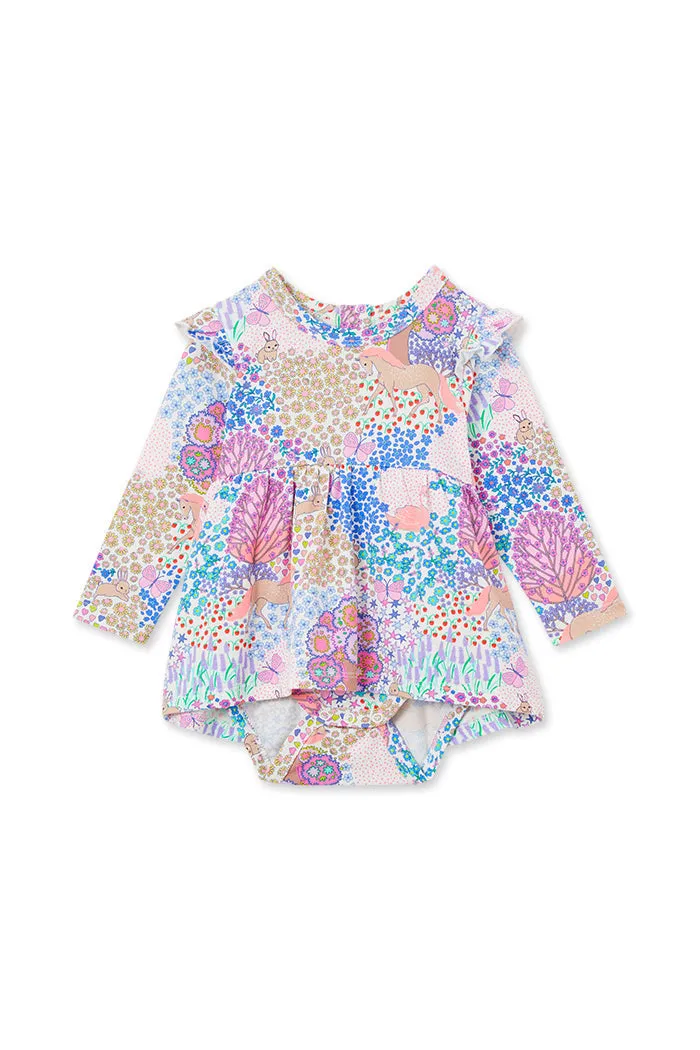 MILKY PATCHWORK FRILL BABY DRESS