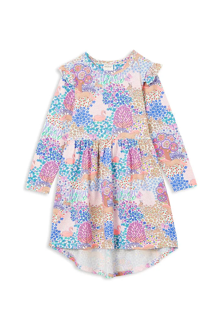 MILKY PATCHWORK HI LO DRESS