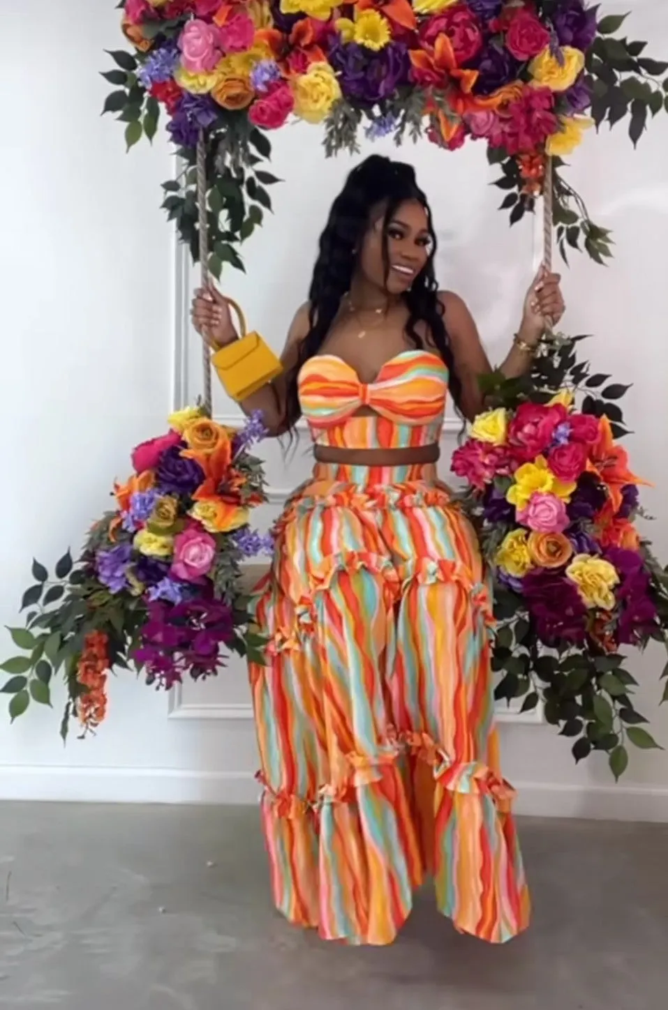 MYKONOS MAMI CROP TOP & RUFFLE MAXI SKIRT SET