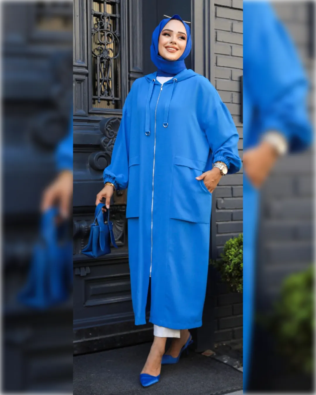 Nasma Summer Long Cardigan in Blue Shade كارديجان نسمة الصيفي الجميل باللون الأزرق الجميل