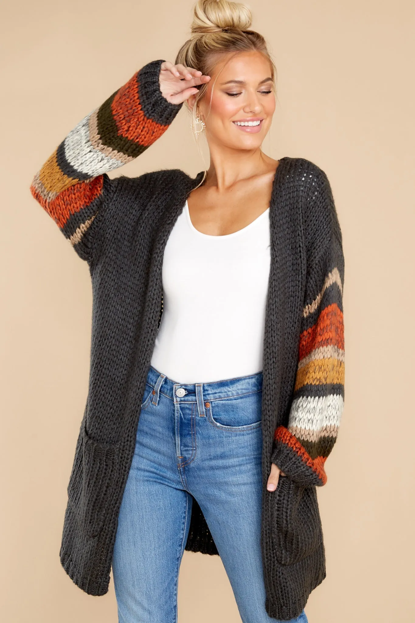 Natural Charm Grey Multi Cardigan