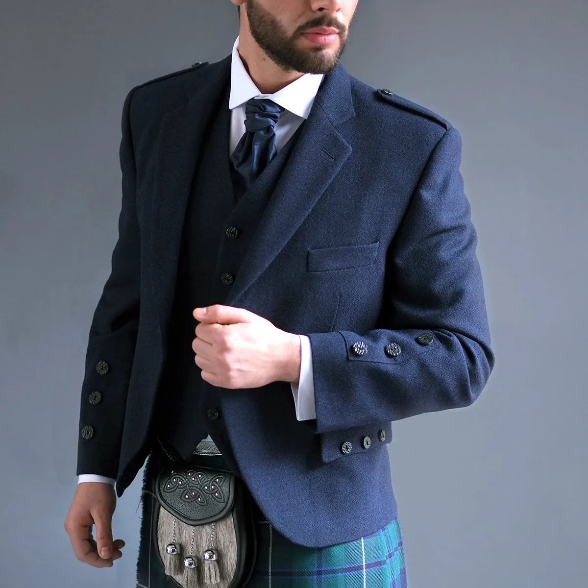 Navy Tweed Kilt Jacket with waistcoat