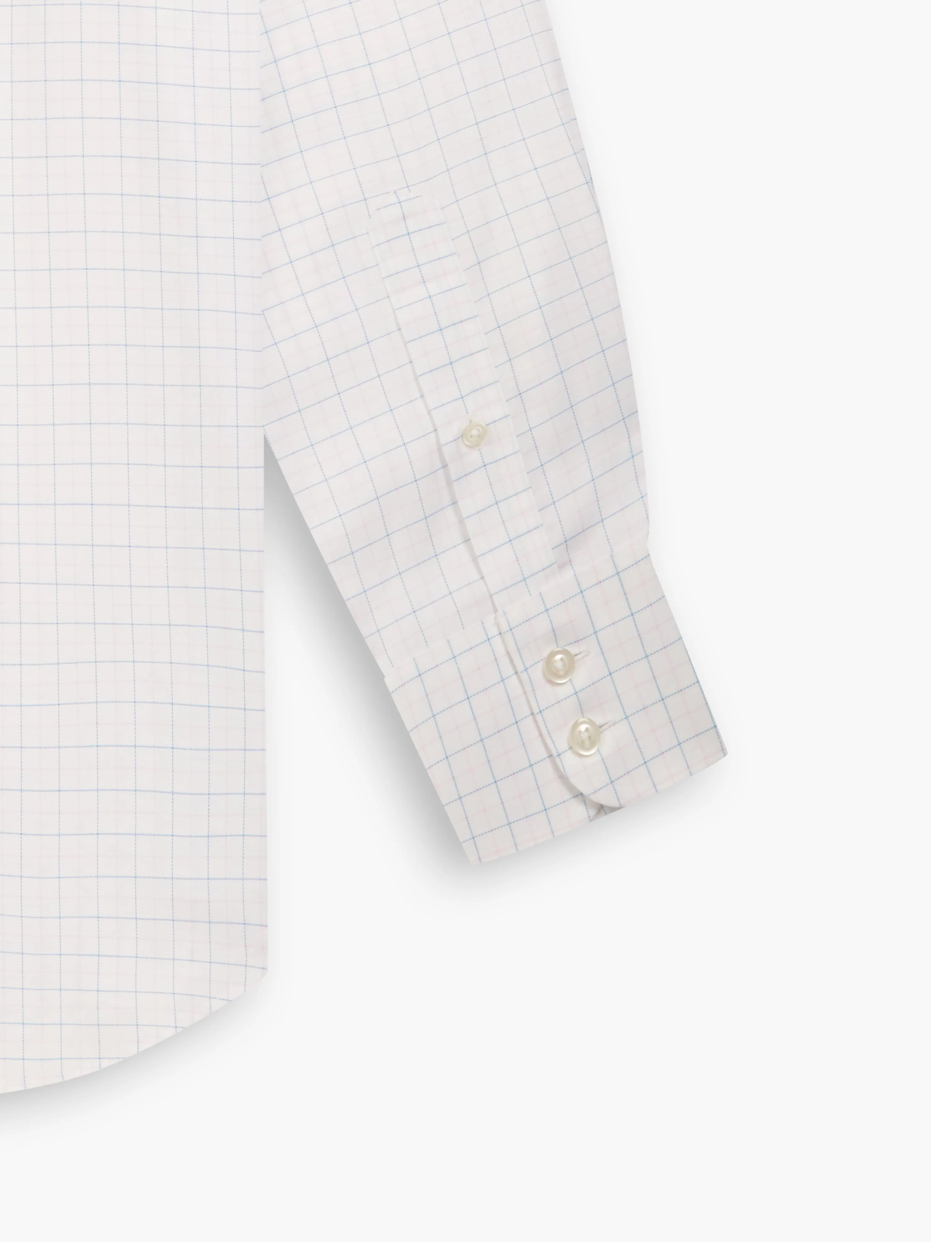 Non-Iron Blue & Pink Double Check Oxford Super Fitted Single Cuff Classic Collar Shirt