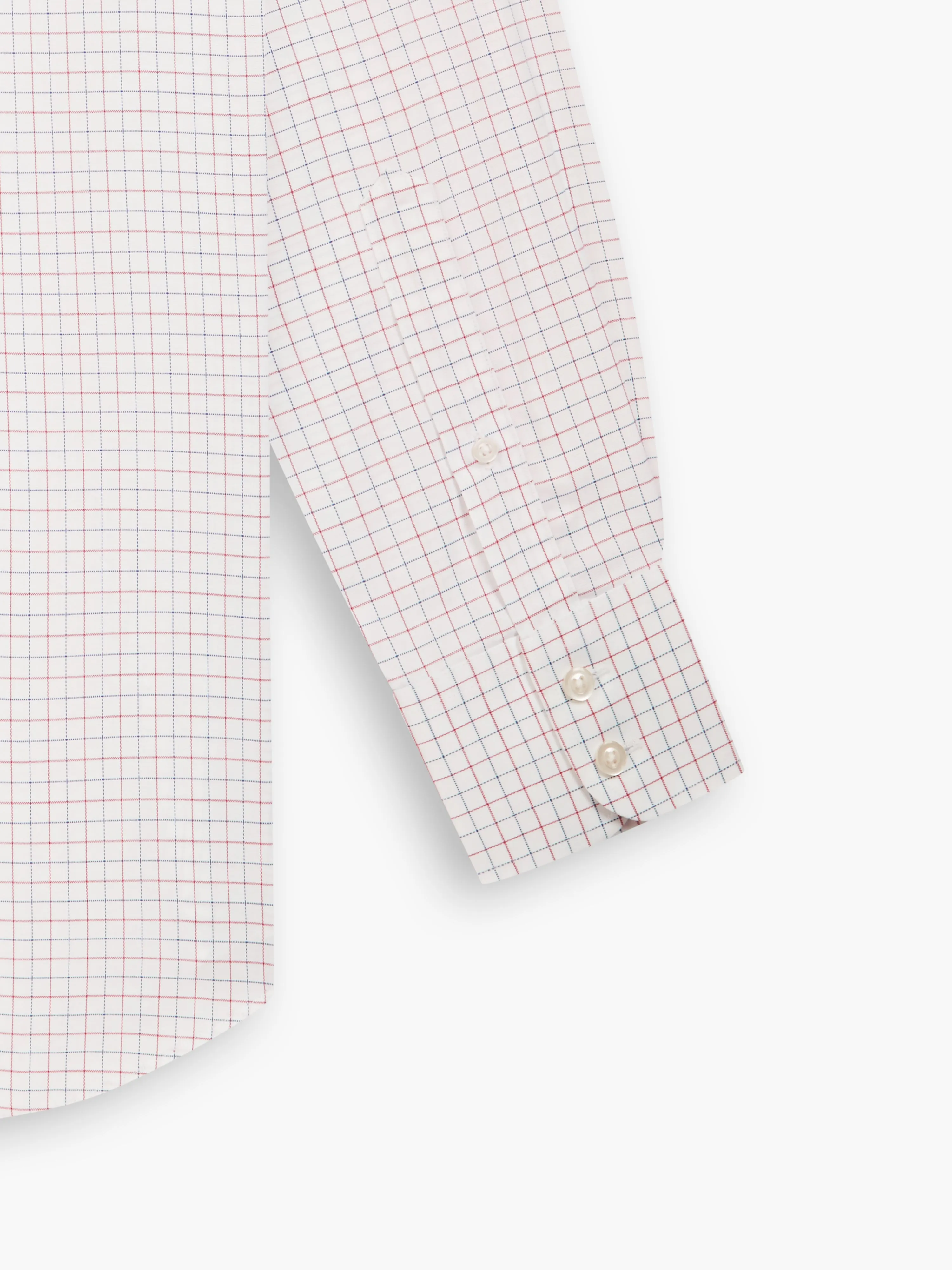 Non-Iron Navy & Red Double Check Oxford Super Fitted Single Cuff Classic Collar Shirt