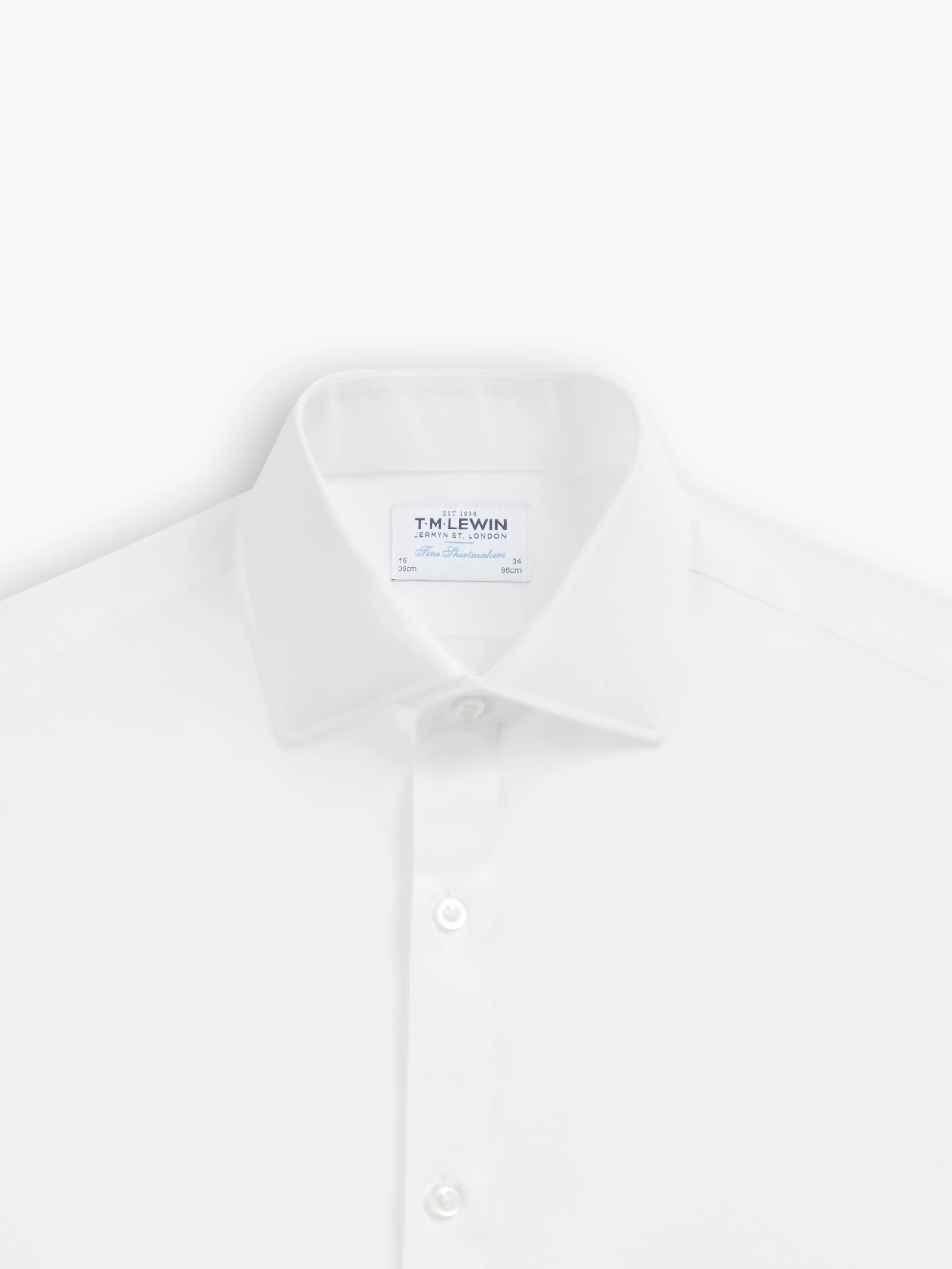 Non-Iron White Poplin Fitted Dual Cuff Classic Collar Shirt