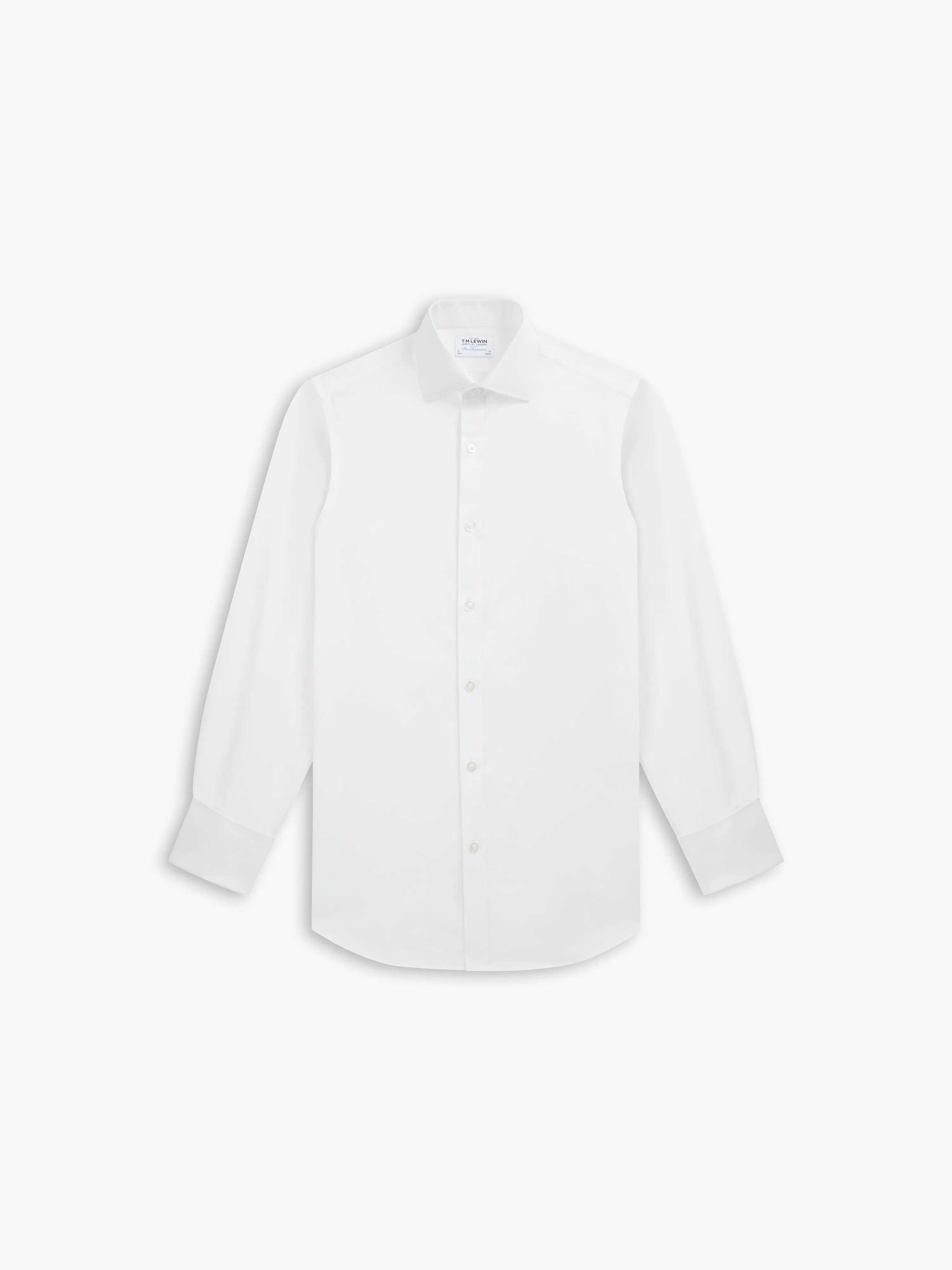 Non-Iron White Poplin Fitted Dual Cuff Classic Collar Shirt