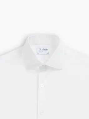 Non-Iron White Poplin Fitted Dual Cuff Classic Collar Shirt