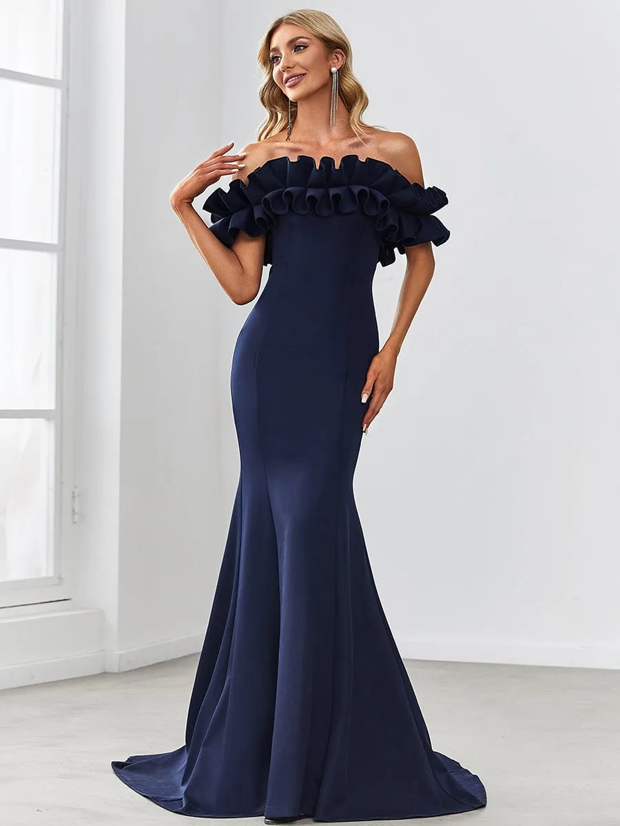 Off the Shoulder A Line Mermaid Maxi Evening Gown