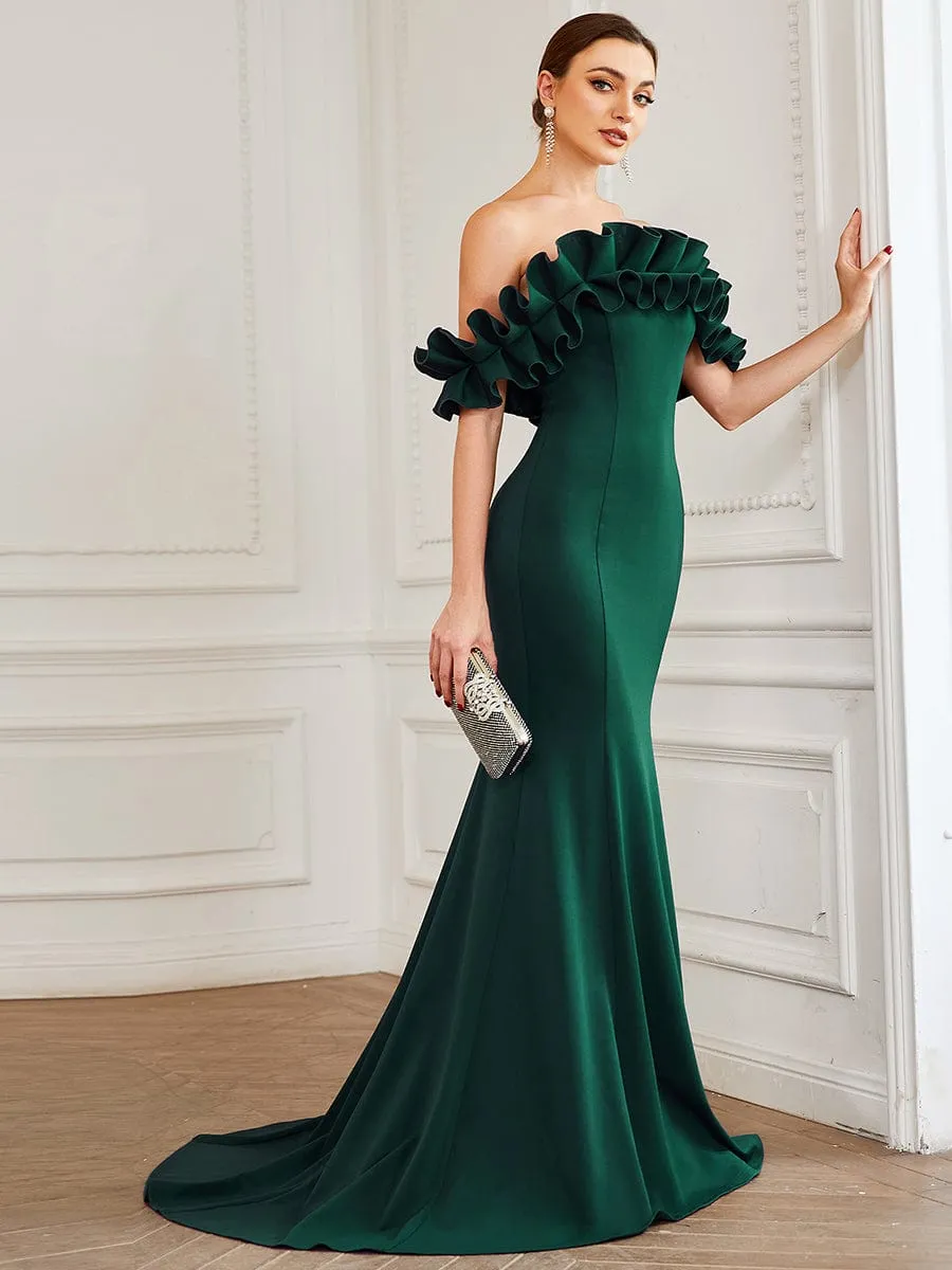 Off the Shoulder A Line Mermaid Maxi Evening Gown