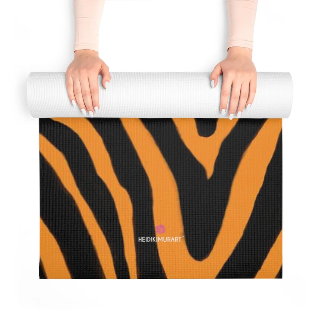 Orange Zebra Foam Yoga Ma, Animal Print Wild & Fun Lightweight 0.25" thick Mat - Printed in USA (Size: 24″x72")