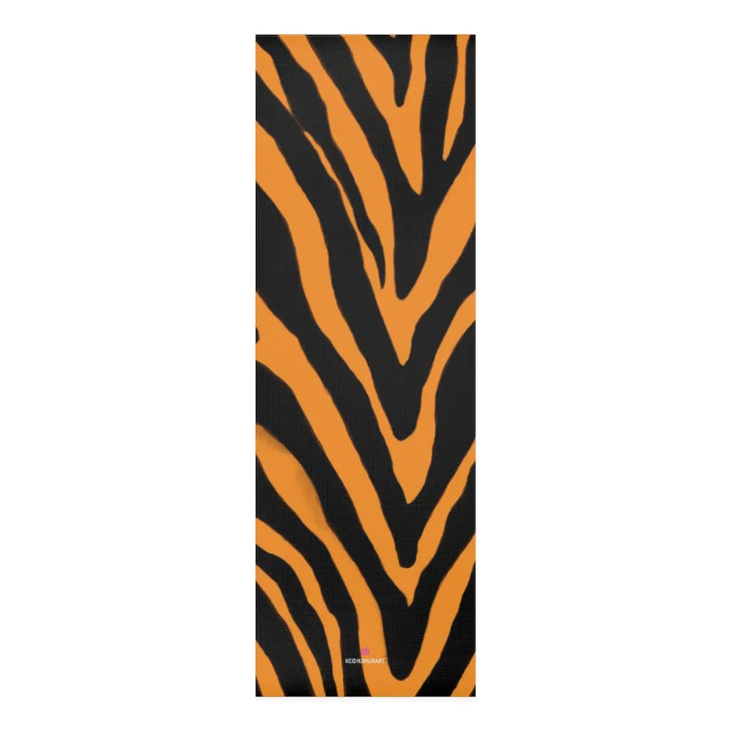 Orange Zebra Foam Yoga Ma, Animal Print Wild & Fun Lightweight 0.25" thick Mat - Printed in USA (Size: 24″x72")