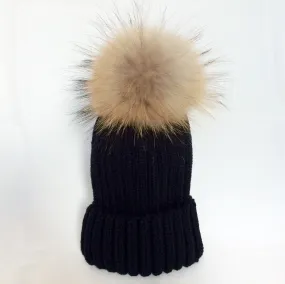 Original Black Natural Fur Pomkin Hat