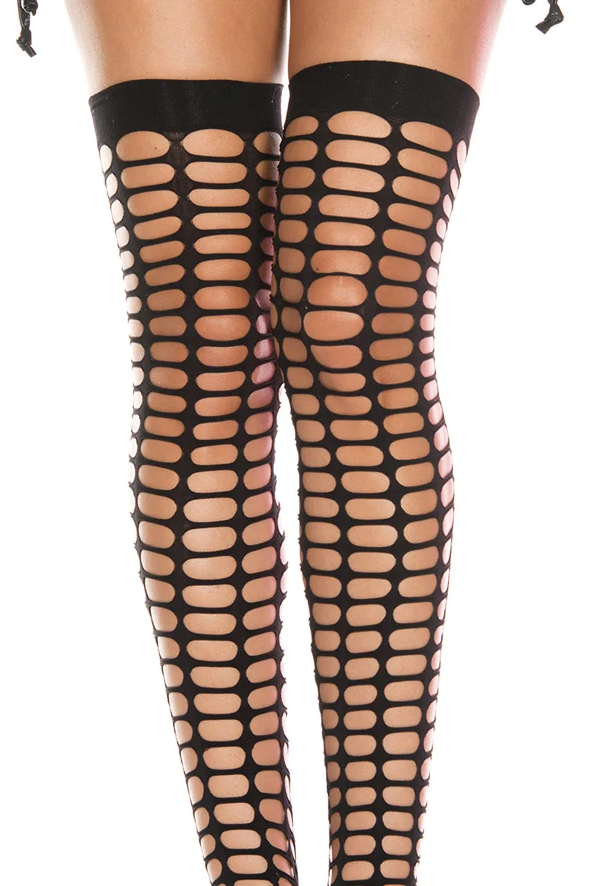 Oval Net Spandex Thigh Highs