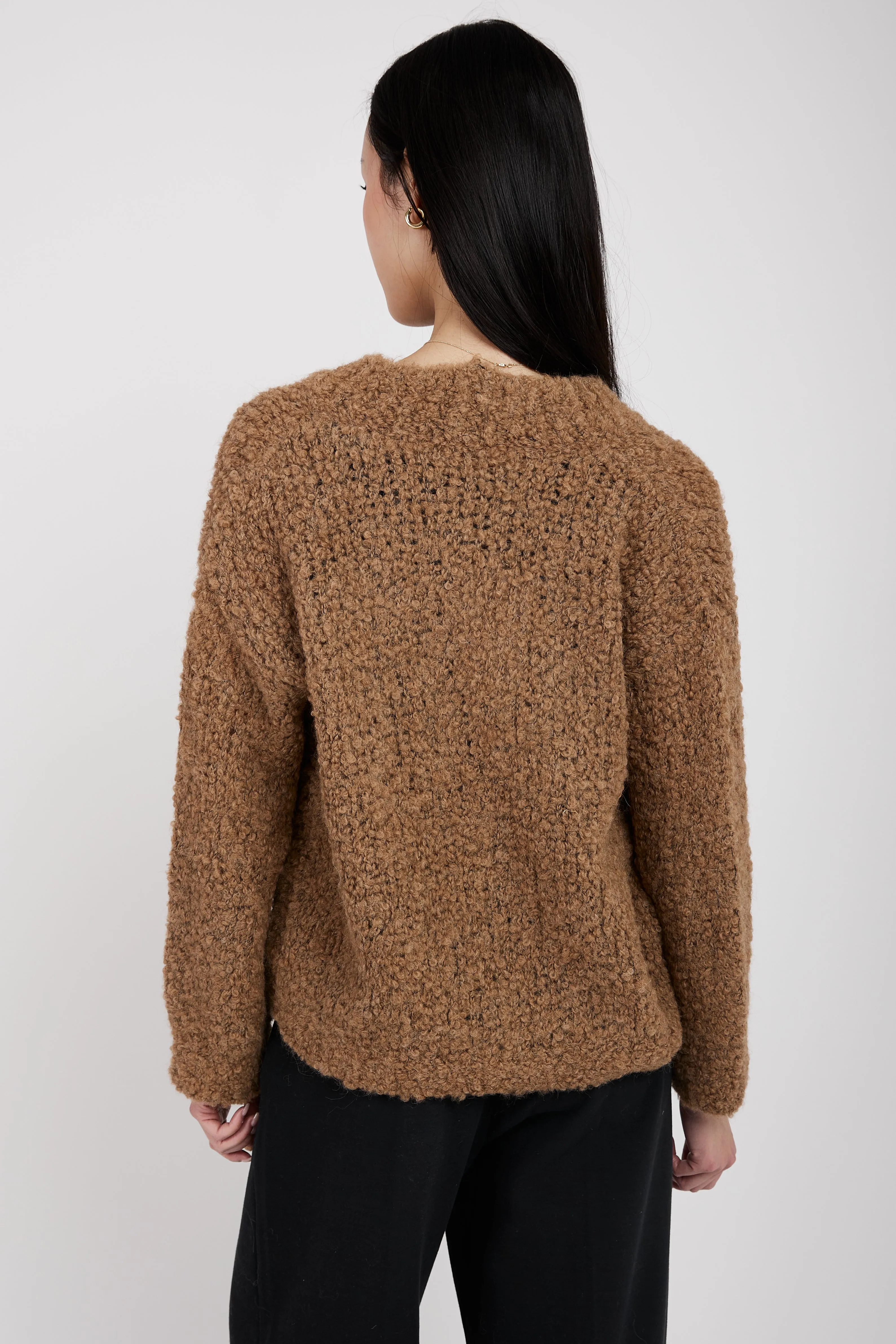 Oversized Cropped Cardigan in Camel